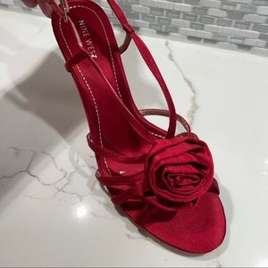 Nine West strappy sandals - heels, satiny feel.